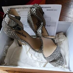 Snakeskin high heel sandals